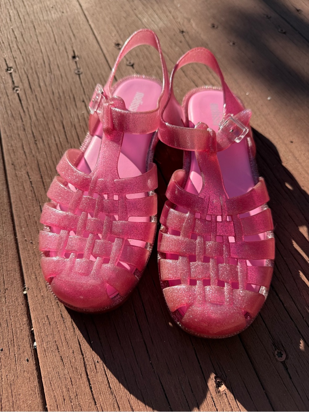 Pink Glitter Jelly Shoes Size 7